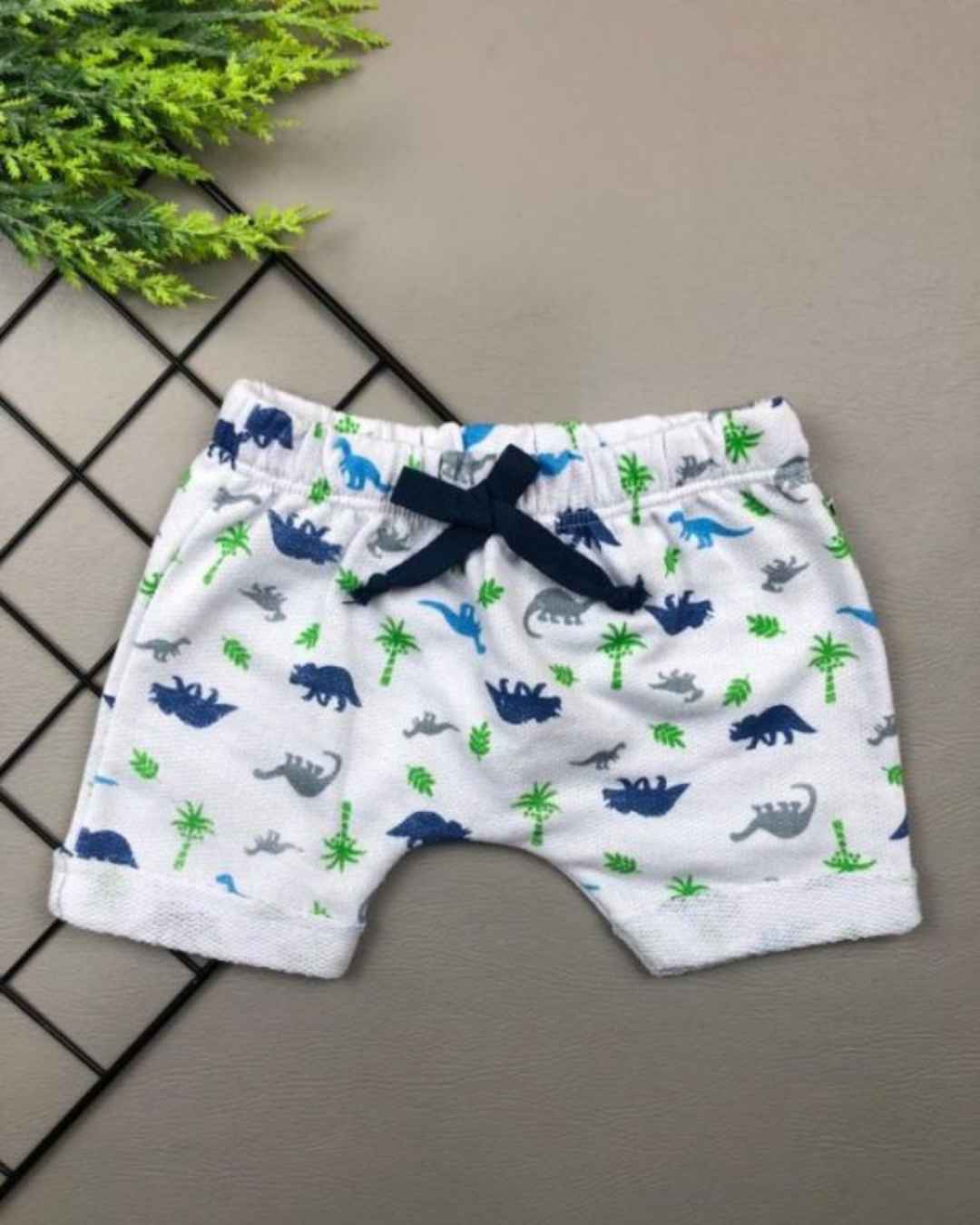 ShortsBermuda Saruel para Bebê Branco Dino (1)